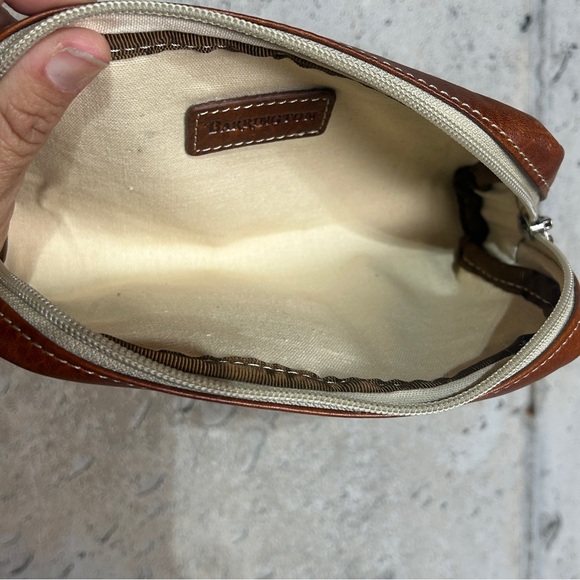 Barrington pinehurst Scottish navy green plaid leather small travel toiletry bag - Picture 5 of 5